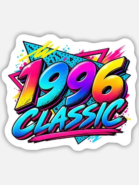 1996 Classic Retro Neon - Sticker Größe M (15 x 15 cm) - Mattweiß