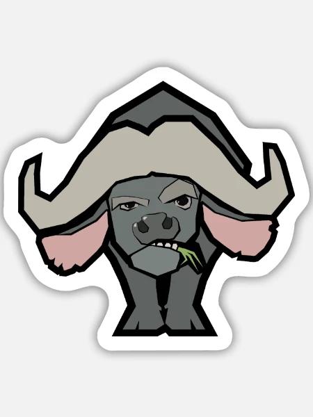 Zynischer Büffel - Sticker Größe M (15 x 15 cm) - Mattweiß