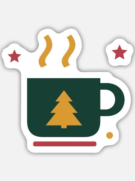 Winterkakao mit Tannenbaum – Adventsmotiv - Sticker Größe M (15 x 15 cm) - Mattweiß