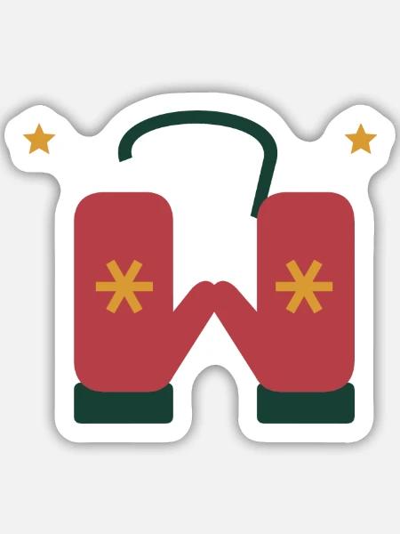 Winterhandschuhe mit goldenen Schneesternen - Sticker Größe M (15 x 15 cm) - Mattweiß