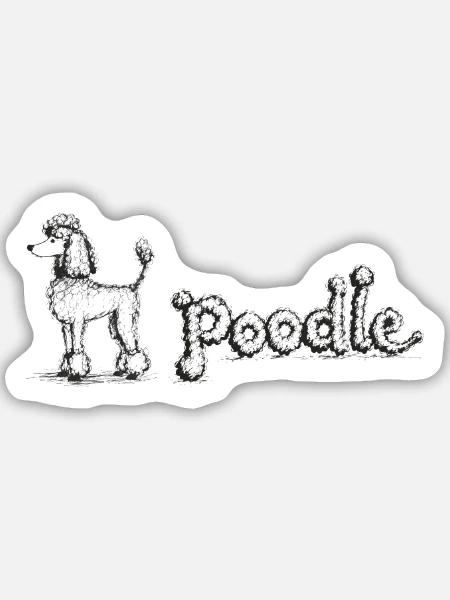 Pudel - Sticker Größe M (15 x 15 cm) - Mattweiß