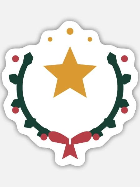 Weihnachtsstern im Kranz aus Winterzweigen - Sticker Größe M (15 x 15 cm) - Mattweiß