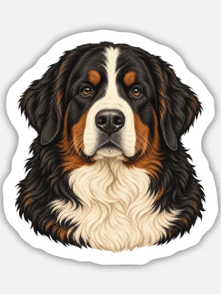 Berner Sennenhund – Treuer Blick - Sticker Größe M (15 x 15 cm) - Mattweiß