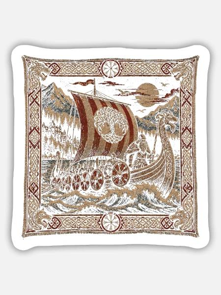 Wikinger – Nordischer Wandteppich - Sticker Größe M (15 x 15 cm) - Mattweiß