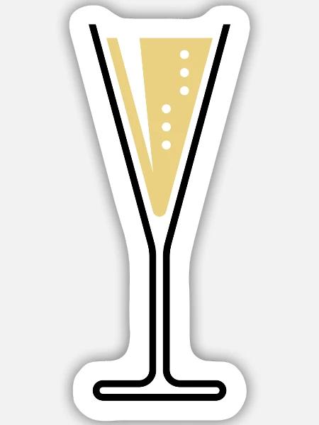 Sektglas (Sekt / Trichter / Offen / 2C) - Sticker Größe M (15 x 15 cm) - Mattweiß