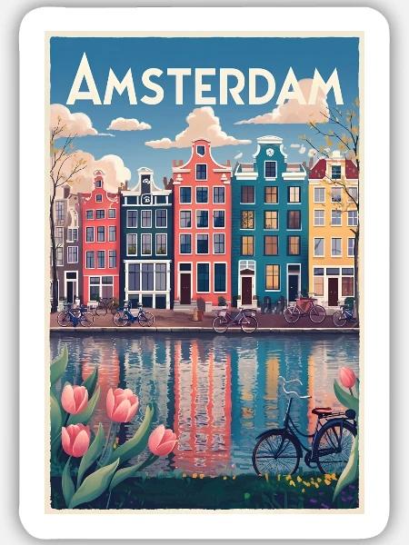Amsterdamer Kanalporträt - Sticker Größe M (15 x 15 cm) - Mattweiß