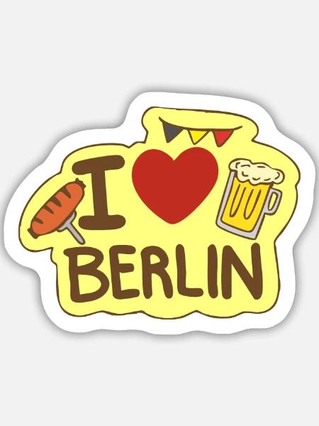 Ich liebe Berlin - Sticker Größe M (15 x 15 cm) - Mattweiß
