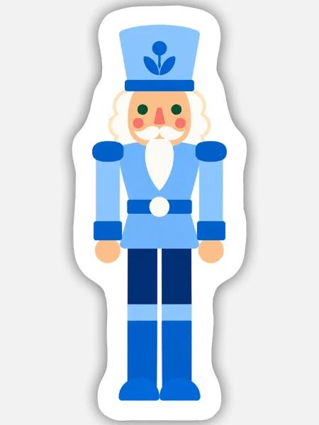 Nussknacker blau Weihnachten - Sticker Größe M (15 x 15 cm) - Mattweiß