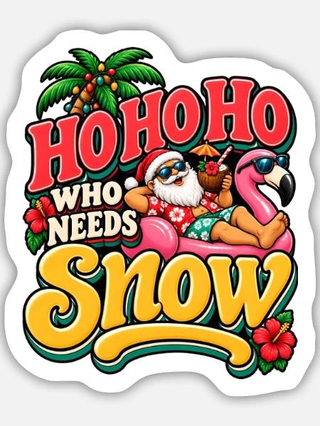 Tropisches Weihnachten mit Santa Flamingo - Sticker Größe M (15 x 15 cm) - Mattweiß