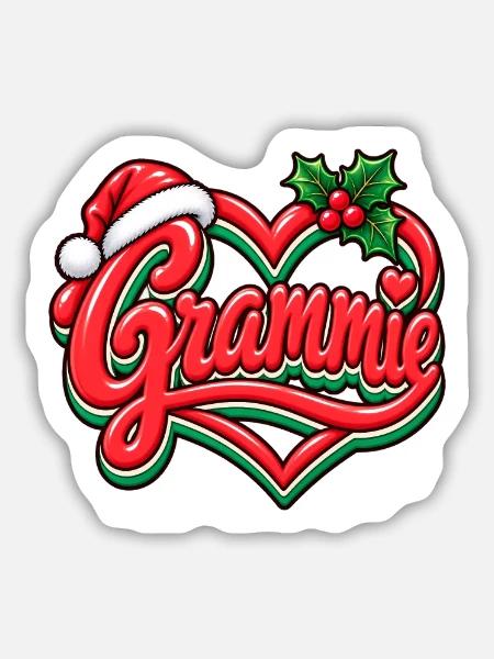 Grammie Herzweihnacht Logo - Sticker Größe M (15 x 15 cm) - Mattweiß