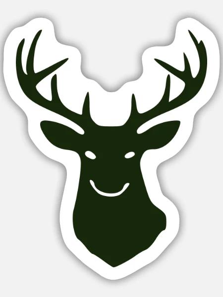 Waldhirsch Silhouette - Sticker Größe M (15 x 15 cm) - Mattweiß