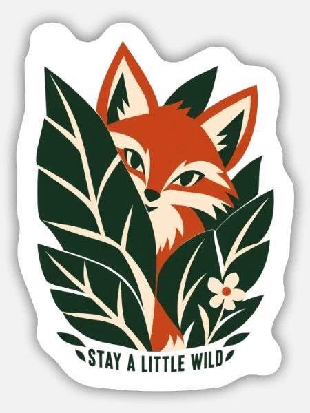Waldfuchs im Laub - Sticker Größe M (15 x 15 cm) - Mattweiß