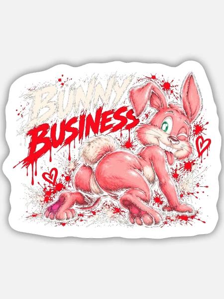 Bunny Business Hase - Sticker Größe M (15 x 15 cm) - Mattweiß
