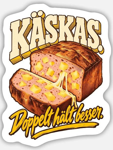 Käskas Doppelt hält besser - Sticker Größe M (15 x 15 cm) - Mattweiß