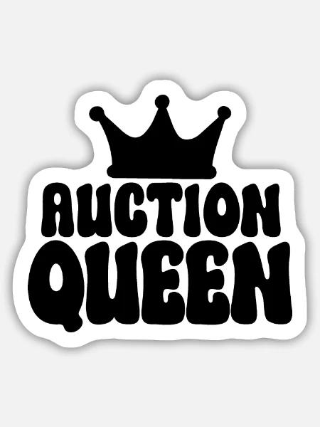 Auction Queen - Sticker Größe M (15 x 15 cm) - Mattweiß