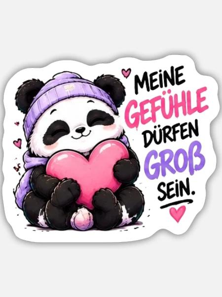 Panda Gefühle Groß Sein - Sticker Größe M (15 x 15 cm) - Mattweiß