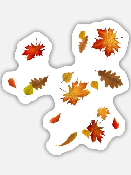 Herbstblätter - Bunt wirbelndes Laub - Sticker Größe M (15 x 15 cm) - Mattweiß