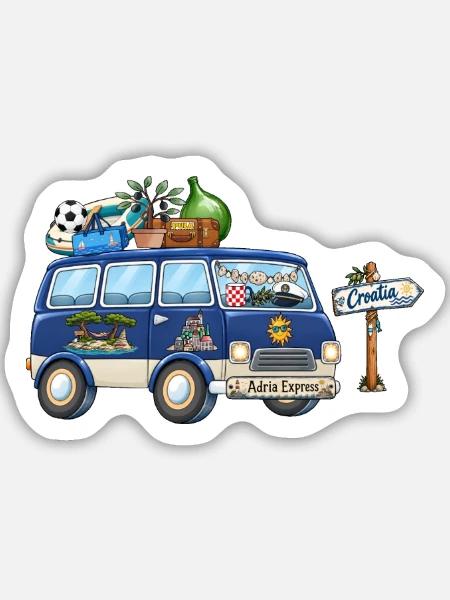 Kroatien Camper Wohnmobil - Sticker Größe M (15 x 15 cm) - Mattweiß