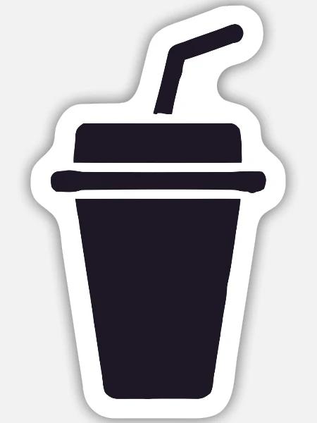 Kaffee-Becher Silhouette mit Stroh - Sticker Größe M (15 x 15 cm) - Mattweiß