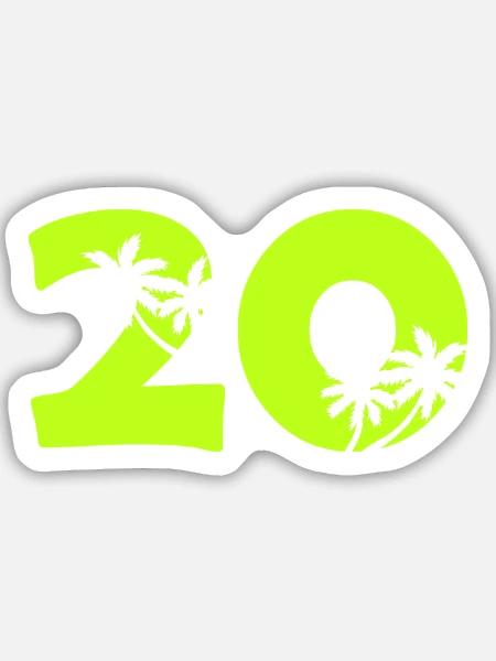 20er Tropenpalmen Retro - Sticker Größe M (15 x 15 cm) - Mattweiß