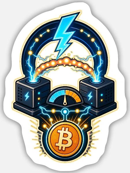 Bitcoin Lightning Kanal Knoten Routing - Sticker Größe M (15 x 15 cm) - Mattweiß