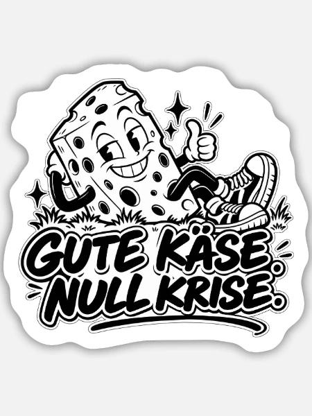 Gute Käse Null Krise - Sticker Größe M (15 x 15 cm) - Mattweiß