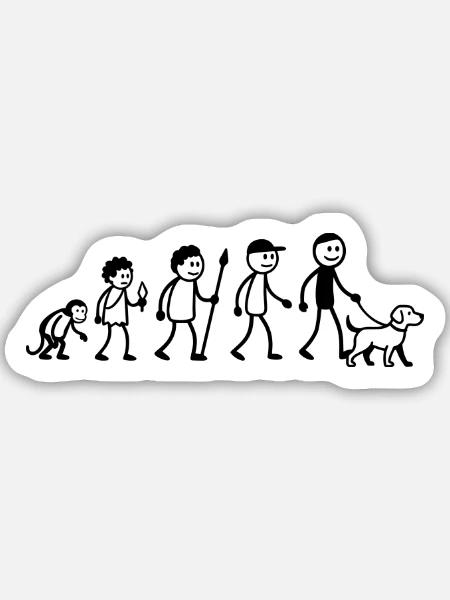 Evolution Hund, Hundeliebhaber, Hundebesitzer, - Sticker Größe M (15 x 15 cm) - Mattweiß