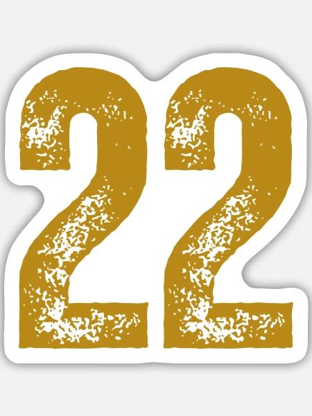 22 - Sticker Größe M (15 x 15 cm) - Mattweiß