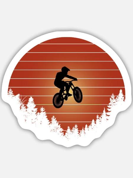 Mountainbike Jump - Sticker Größe M (15 x 15 cm) - Mattweiß