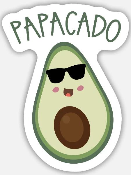 Papacado Avocado Sonnenbrille - Sticker Größe M (15 x 15 cm) - Mattweiß