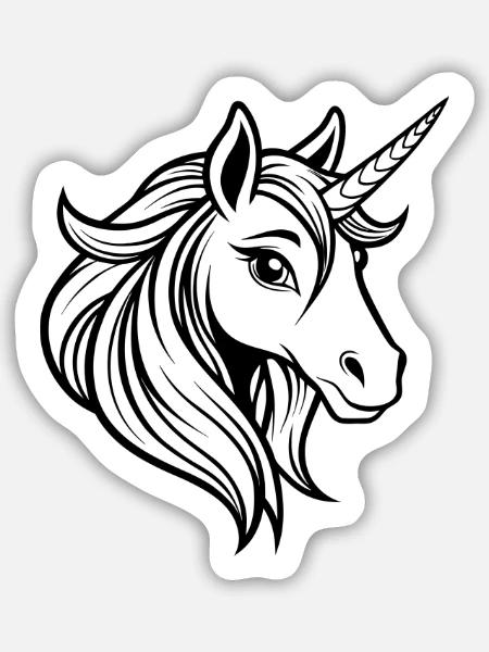 Einhorngesicht - Sticker Größe M (15 x 15 cm) - Mattweiß