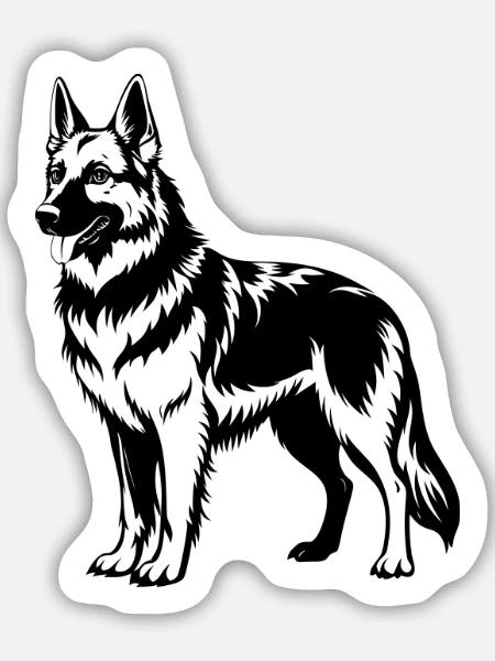 Deutscher Schäfer - Sticker Größe M (15 x 15 cm) - Mattweiß