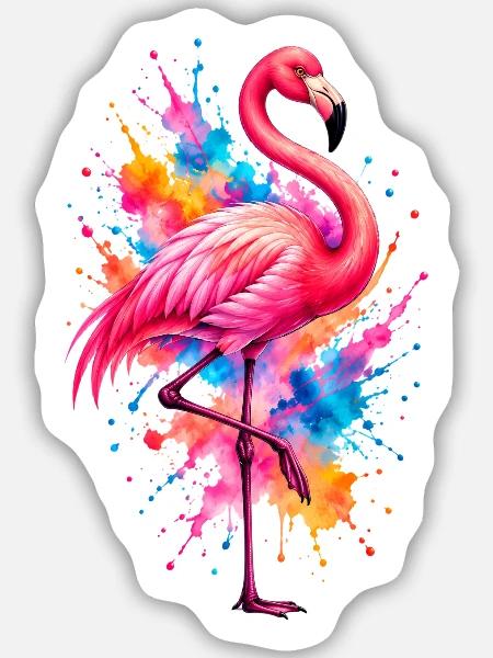 Niedlicher Flamingo Süße Flamingos - Sticker Größe M (15 x 15 cm) - Mattweiß