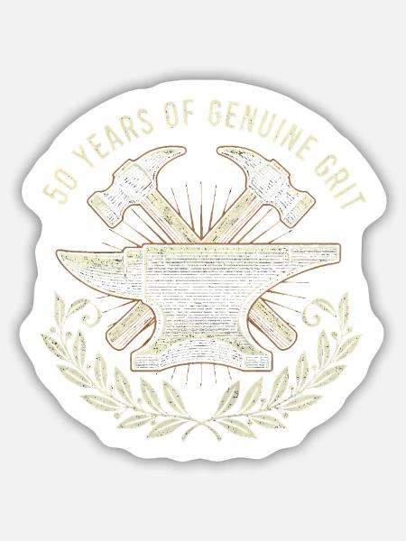 50 Jahre echter Grind - Sticker Größe M (15 x 15 cm) - Mattweiß