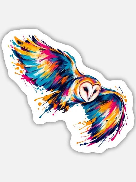 Chromatische Schleiereule - Sticker Größe M (15 x 15 cm) - Mattweiß
