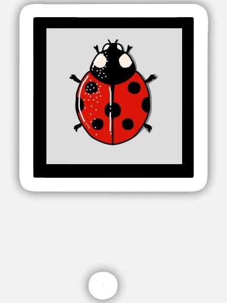 Cartoon-rote Marienkäfer - Sticker Größe M (15 x 15 cm) - Mattweiß