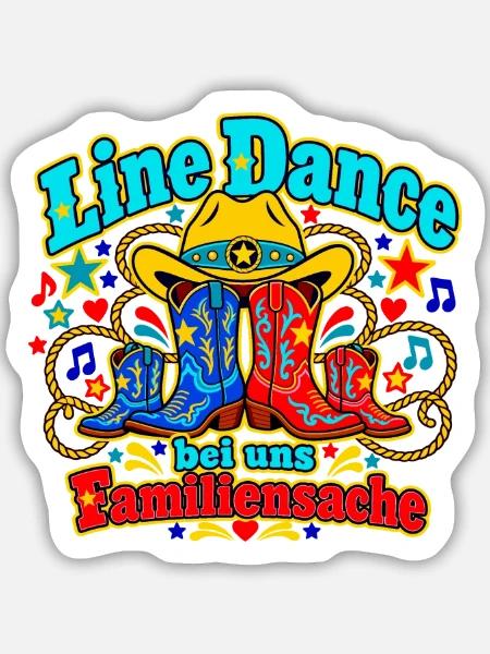 Line Dance Familienmotiv - Sticker Größe M (15 x 15 cm) - Mattweiß