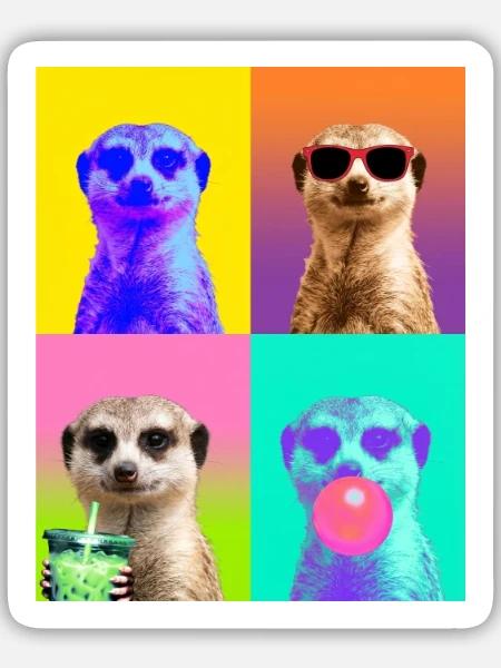Meerkat Erdmännchen - Sticker Größe M (15 x 15 cm) - Mattweiß