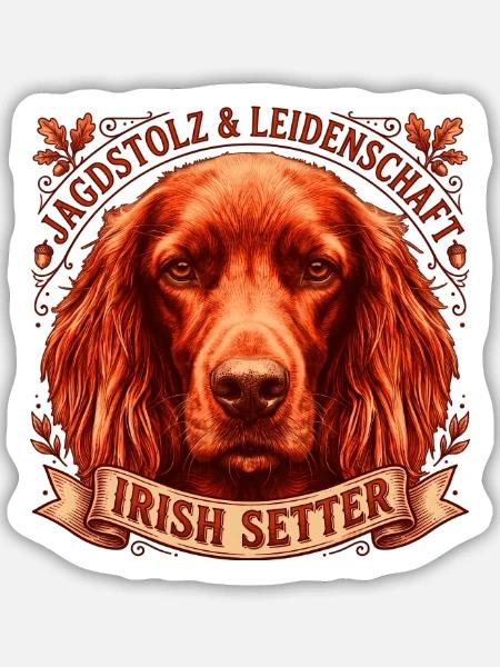 Irish Setter: Stolz und Leidenschaft - Sticker Größe M (15 x 15 cm) - Mattweiß