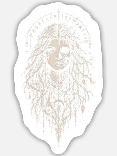Hel – Herrin der Unterwelt - Sticker Größe M (15 x 15 cm) - Mattweiß