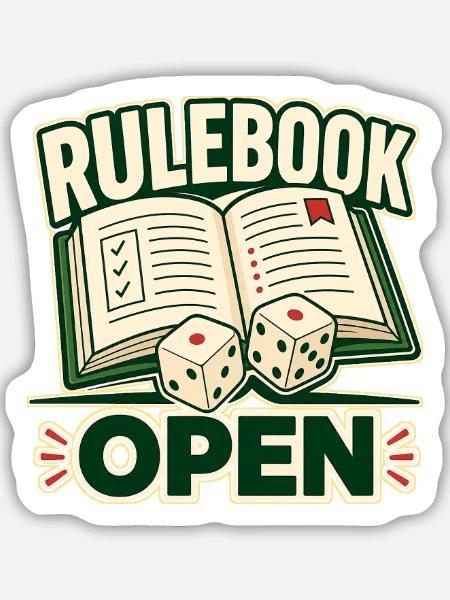 RULEBOOK OPEN - Sticker Größe M (15 x 15 cm) - Mattweiß