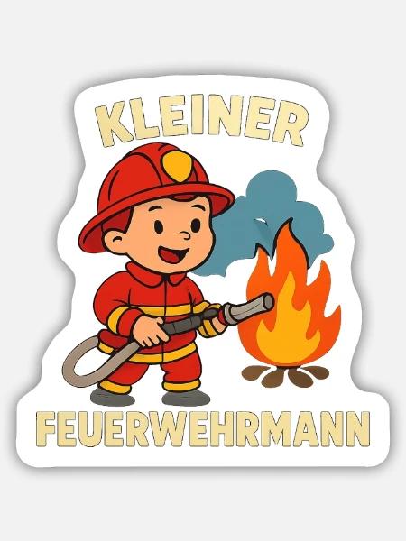 Kleiner Feuerwehrmann Geschenk - Sticker Größe M (15 x 15 cm) - Mattweiß