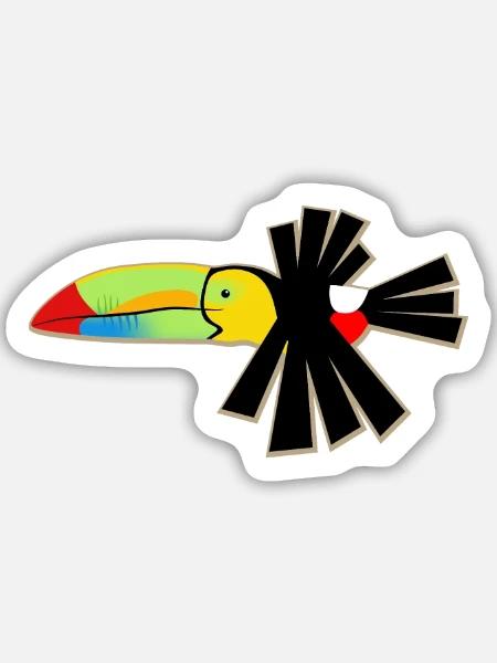Schrulliger Kielschnabel-Tukan - Sticker Größe M (15 x 15 cm) - Mattweiß