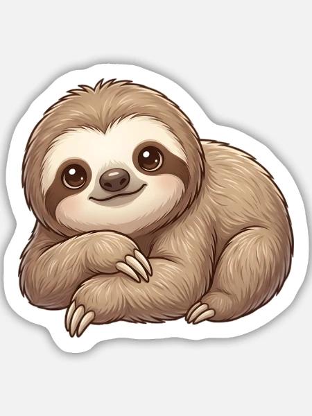 Faultier - Sticker Größe M (15 x 15 cm) - Mattweiß