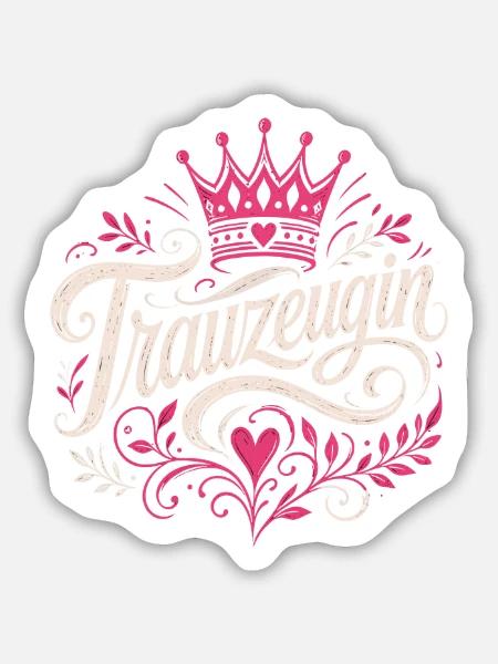Trauzeugin Krone Hochzeit Braut - Sticker Größe M (15 x 15 cm) - Mattweiß