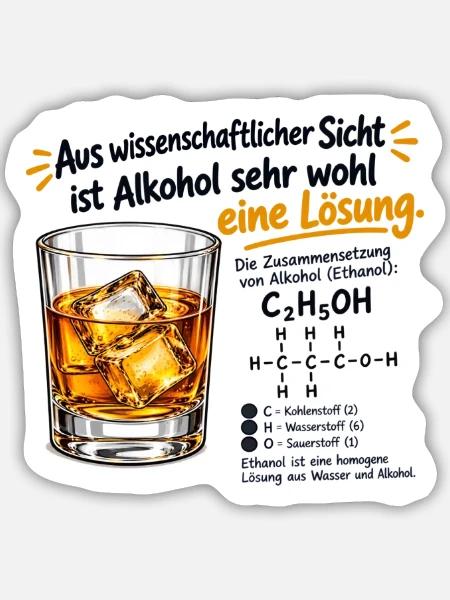 Wissenschaftliche Fakten: Alkohol - Sticker Größe M (15 x 15 cm) - Mattweiß