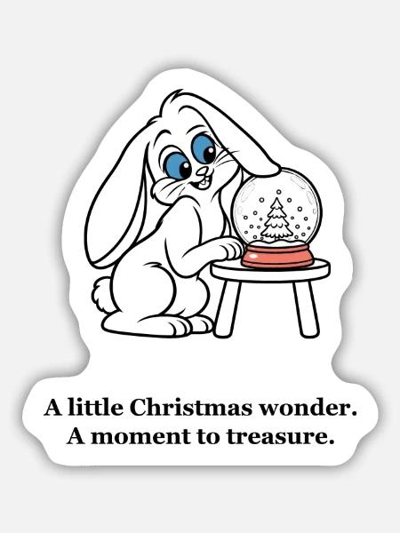 Christmas Rabbit schätzt eine Schneekugel - Sticker Größe M (15 x 15 cm) - Mattweiß