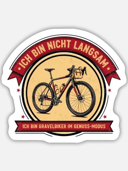 Ich bin Gravelbiker im Genuss-Modus - Sticker Größe M (15 x 15 cm) - Mattweiß