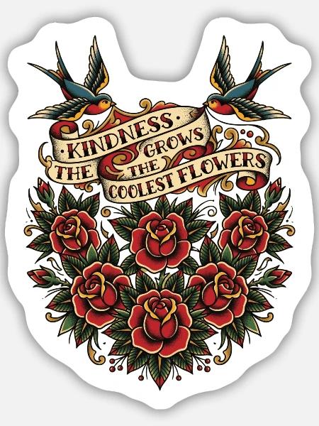 Kindness Grows The Coolest Flowers - Sticker Größe M (15 x 15 cm) - Mattweiß