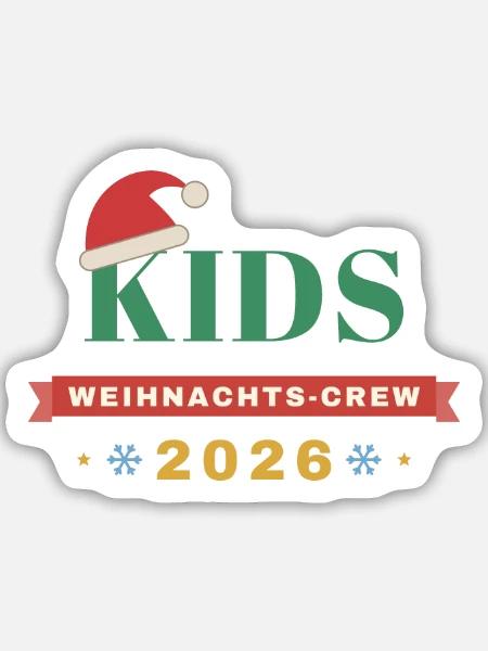 Kids – Weihnachts-Crew 2026 Kinder Partnerlook - Sticker Größe M (15 x 15 cm) - Mattweiß